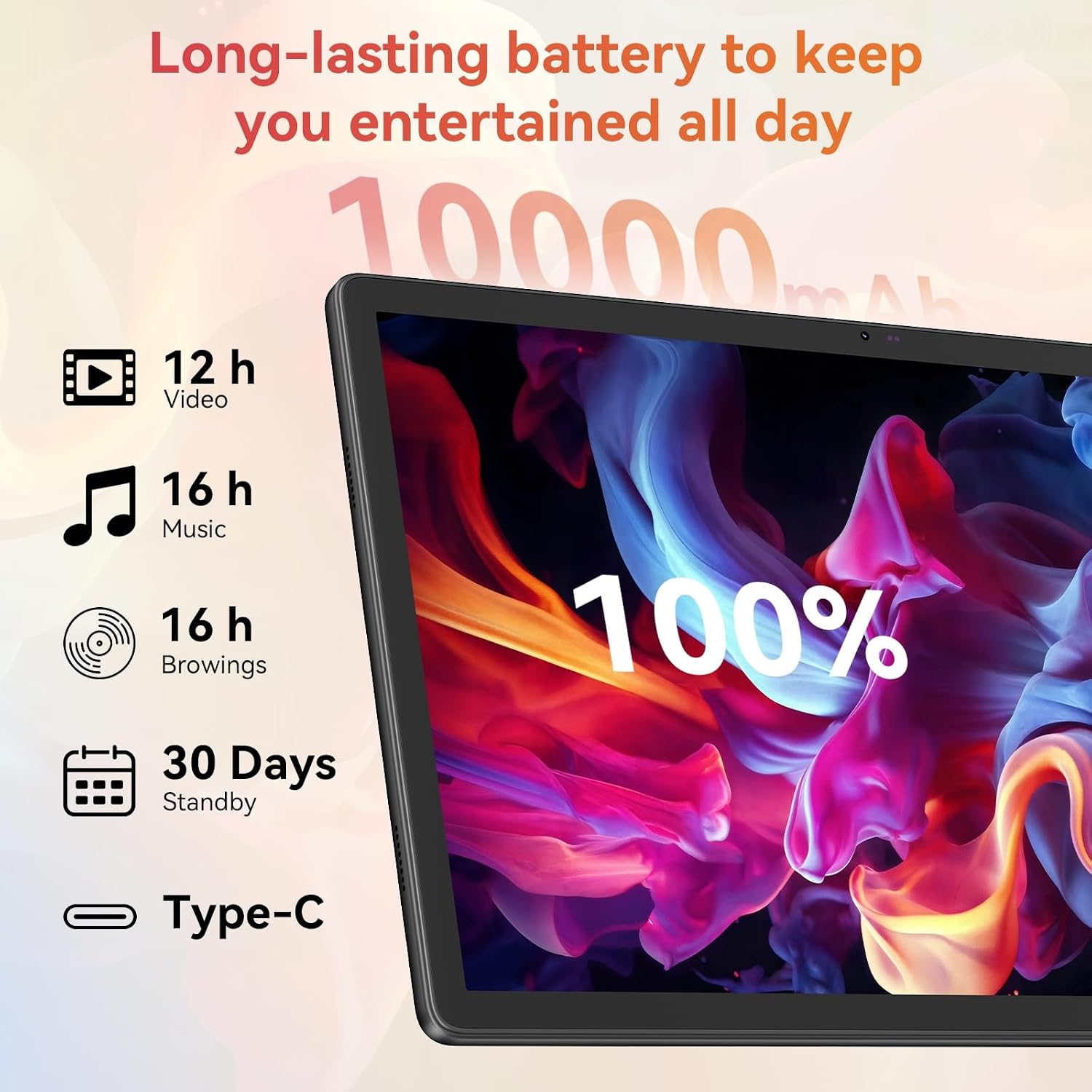 Tessarat 12" 30GB RAM 1TB Wifi 6E Dual SIM, 5G, 1920 * 1200 IPS FHD, Android 16 Tablet view 9