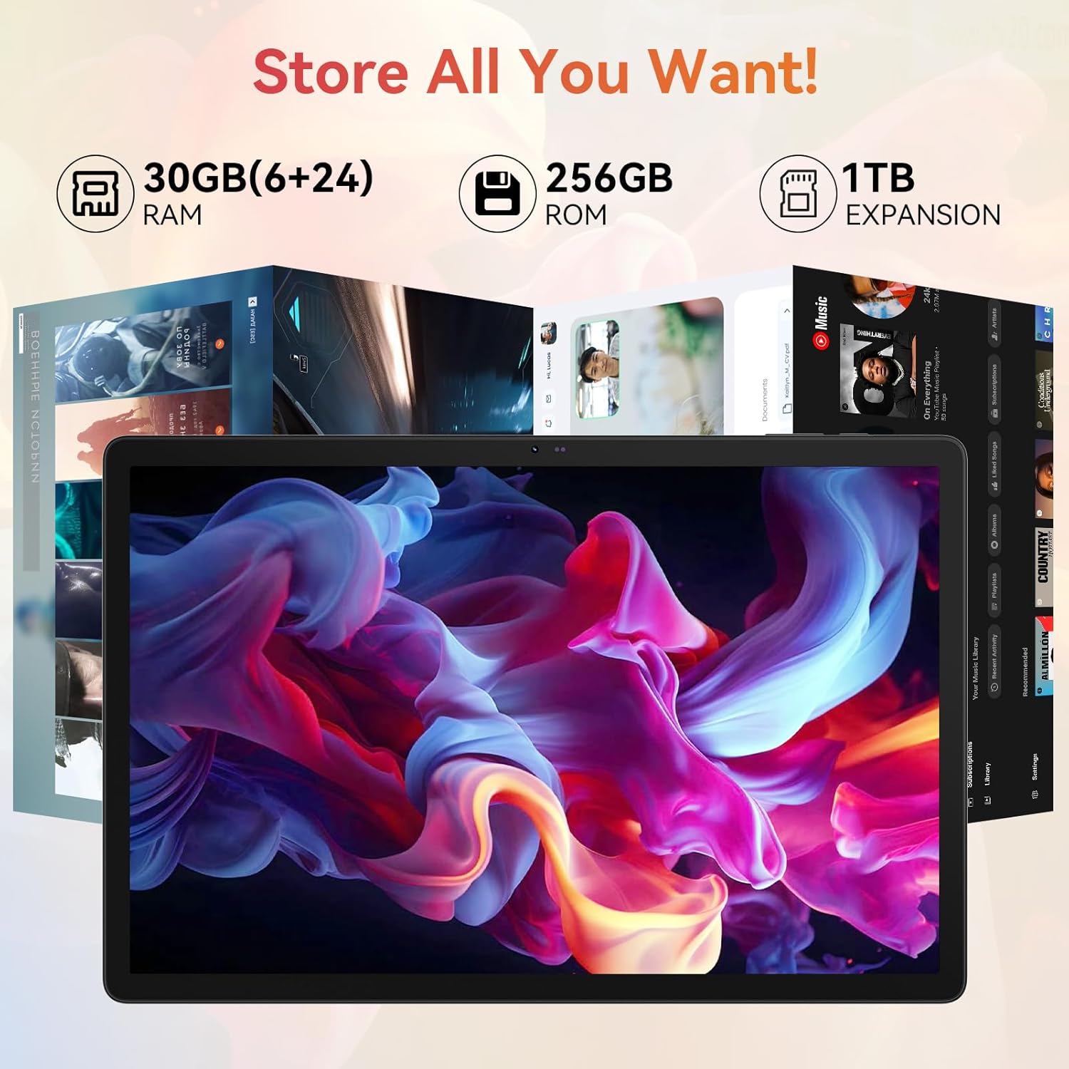 Tessarat 12" 30GB RAM 1TB Wifi 6E Dual SIM, 5G, 1920 * 1200 IPS FHD, Android 16 Tablet view 2