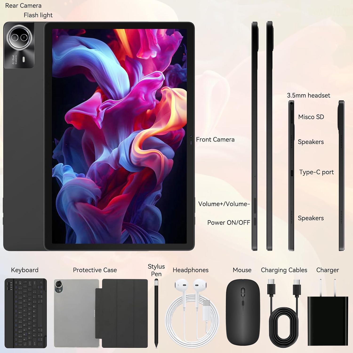 Tessarat 12" 30GB RAM 1TB Wifi 6E Dual SIM, 5G, 1920 * 1200 IPS FHD, Android 16 Tablet view 7