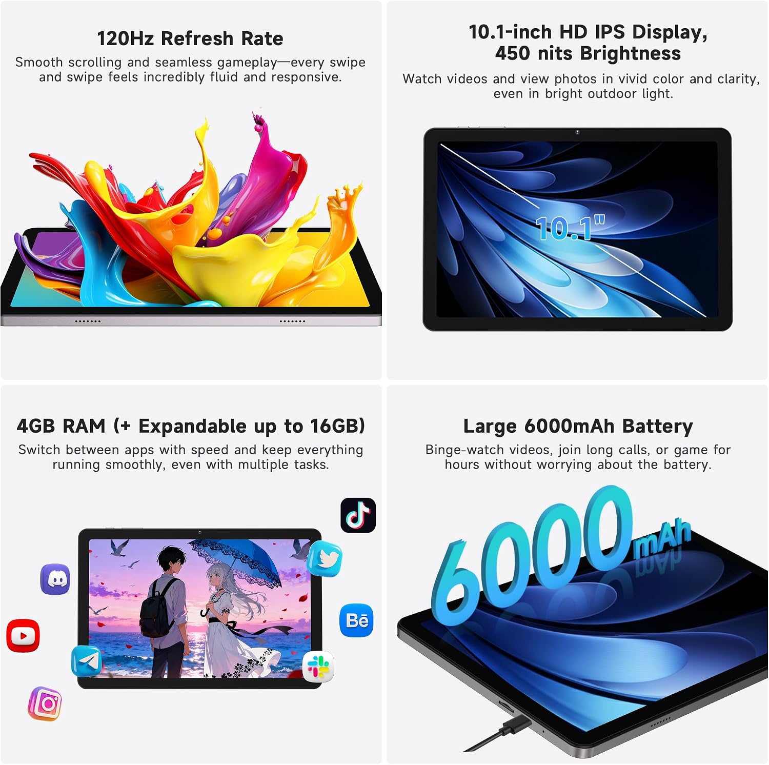 10.1" 24GB RAM 512GB ROM Wifi 6 Dual SIM, Dual Camera, Android 16 Tablet view 3