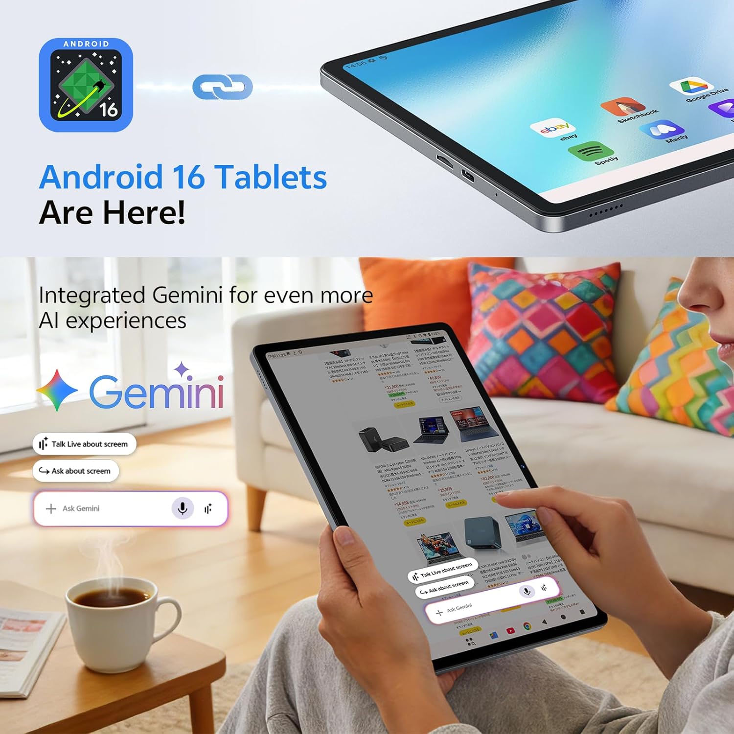 Litepad Ultra Slim 11" 24GB RAM 512GB ROM 1TB Expandable Wifi 6 Dual SIM, Dual Camera, Android 16 Tablet view 4