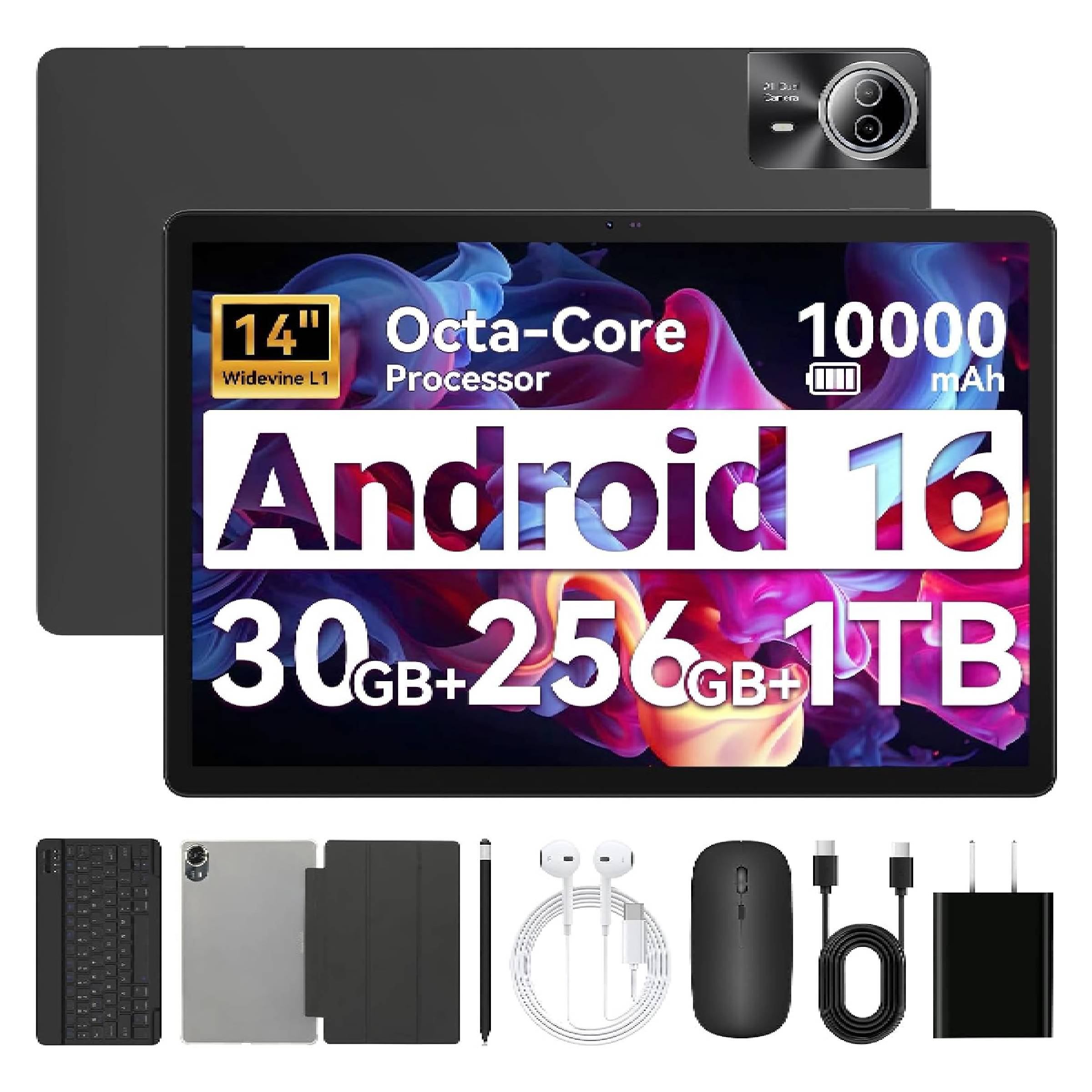 Tessarat 12" 30GB RAM 1TB Wifi 6E Dual SIM, 5G, 1920 * 1200 IPS FHD, Android 16 Tablet